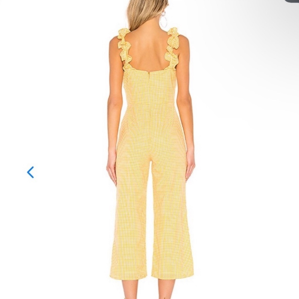 LOVERS + FRIENDS YELLOW GINGHAM JUMPSUIT W/ RUFFLED STRAPS